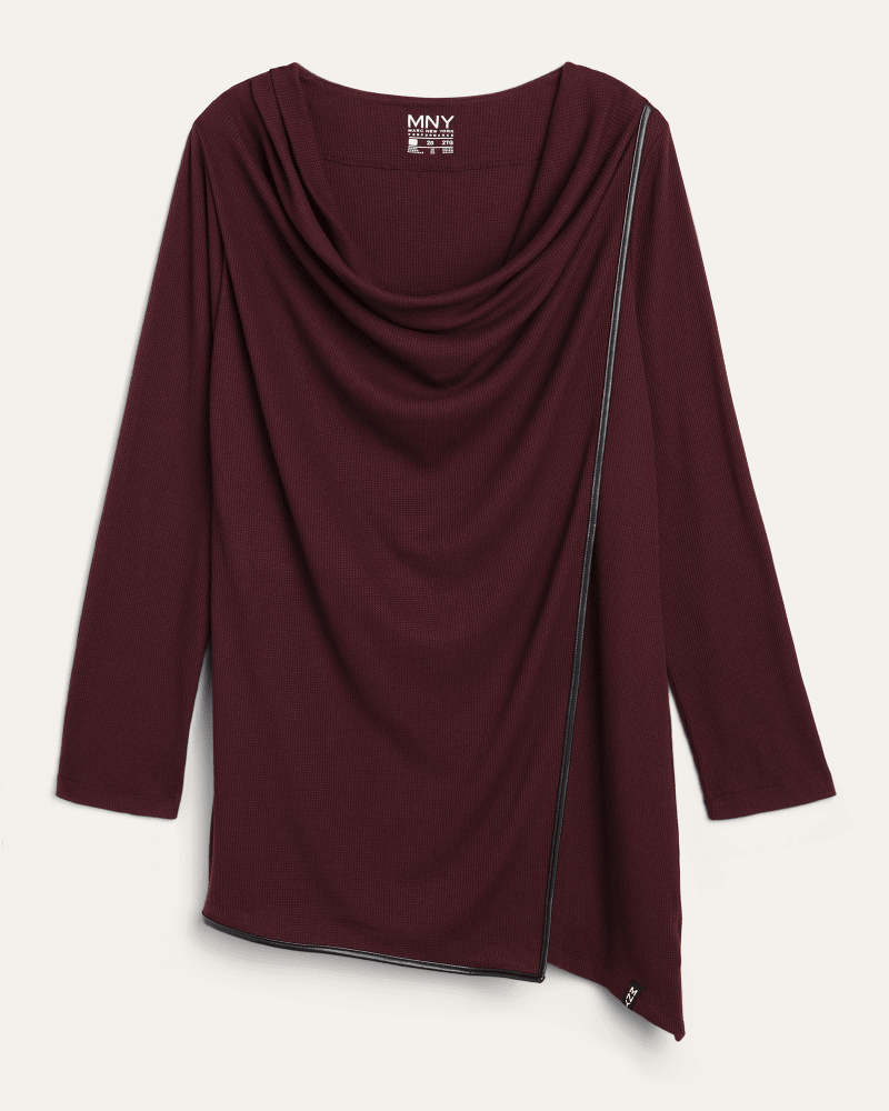Front of plus size Brenda Asymmetric Drape Tunic by Marc NY | Dia&Co | dia_product_style_image_id:173832